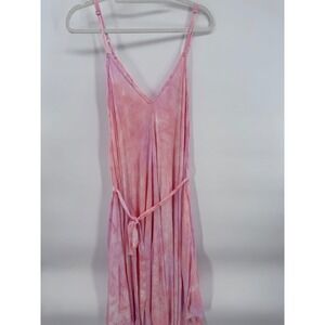 World Market Tie Dye Sharkbite Midi Dress Pink Peach‎ Sundress Size S/M